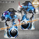Maxcorners Billiard Ball 8 Flame Multicolor Options Personalized Name, Team Name 3D Polo Shirt (4 Colors)