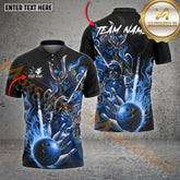 Maxcorner Bowling Ball & Pins Burning Oni Samurai Multicolor Option Customized Name 3D Shirt (4 Colors)