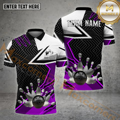 Maxcorners Bowling Ball & Pins Jersey Pattern Personalized Name, Team Name 3D Polo Shirt (4 Colors)