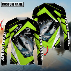 Maxcorner Chinook Fishing Jersey Green Line Pattern Personalized 3D Long Sleeve Shirt