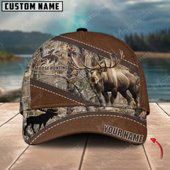 Maxcorners Moose Hunting Camo Pattern Multicolor Personalized Name 3D Cap