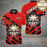 Maxcorners Darts Skull Dardboard Star Pattern Multicolor Options Personalized Name, Team Name 3D Polo Shirt (4 Colors)