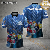 Maxcorners Billiard Rack Ball Technology Pattern Pattern Personalized Name, Team Name 3D Polo Shirt (4 Colors)