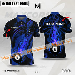 Maxcorners Billiard Ball 8 Spider Pattern Multicolor Options Personalized Name, Team Name 3D Polo Shirt