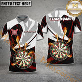 Maxcorners Darts Flame Thunderstorm Pattern Multicolor Options Personalized Name, Team Name 3D Polo Shirt (4 Colors)