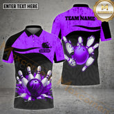 Maxcorners Bowling Colorful Wave Bowling Ball Multicolor Options Personalized Name, Team Name 3D Polo Shirt (4 Colors)