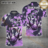 Maxcorners Bowling Colorful Graffiti Bowling Ball Multicolor Options Personalized Name, Team Name 3D Polo Shirt (4 Colors)
