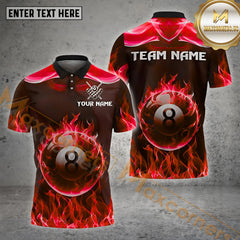 Maxcorners Billiard Lightning Flame 8 Ball Multicolor Customized Name, Team Name 3D Shirts