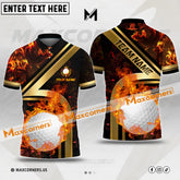 Maxcorners Golf Ball Flame Premium Multicolor Custom 3D Polo Shirt (4 Colors)