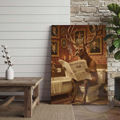Maxcorners Deer Reading Breaking News with Sunglasses Wrapped Canvas