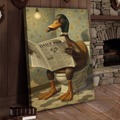 Maxcorners Duck Reading Daily Paw Newspaper Wrapped Canvas