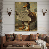 Maxcorners Duck Reading Daily Paw Newspaper Wrapped Canvas