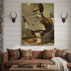 Maxcorners Duck Reading Daily Paw Newspaper Wrapped Canvas