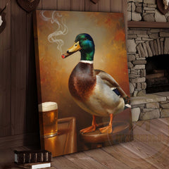 Maxcorners Duck with Beer Glass and Smoke Wrapped Canvas