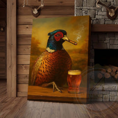 Maxcorners Pheasant with Beer Glass and Smoke Wrapped Canvas