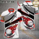 Maxcorners Golf Flame Ball Pattern Multicolor Option Customized Name, Team Name 3D Polo Shirt (4 Colors)