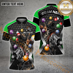 Maxcorners Billiards Skull Gunslinger Ver 2 Multicolor Options Personalized Name, Team Name 3D Shirt (4 Colors)