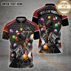Maxcorners Billiards Skull Gunslinger Ver 2 Multicolor Options Personalized Name, Team Name 3D Shirt (4 Colors)