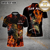 Maxcorners Billiard Ball Skull Fire Multicolor Options Personalized Name, Team Name 3D Polo Shirt (6 Colors)