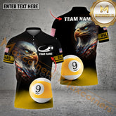 Maxcorners Billiard 9 Ball Eagle American Flag Multicolor Options Personalized Name, Team Name 3D Polo Shirt (4 Colors)