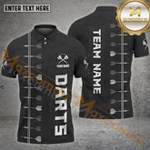 Maxcorners Darts Arrown Line Pattern Multicolor Options Personalized Name, Team Name 3D Polo Shirt (4 Colors)