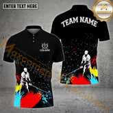Maxcorners Golf Customized Name Colorful Paint Pattern Multicolor Sport Jersey Pattern Custom 3D Polo Shirt (4 Colors)