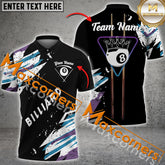 Maxcorners Personalized Billiard Crown 8 Ball Billiard Cue Polo Shirts For Men, Paint Colors 3D Custom Name (4 colors)