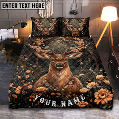 Maxcorners Woodland Deer Floral Bedding Set 3D Print Custom Name