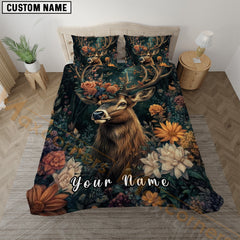 Maxcorners Royal Deer Bloom Bedding Set 3D Print Custom Name