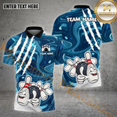 Maxcorners Funny Bowling Ball & Pins Personalized Name, Team Name 3D Polo Shirt (4 Colors)