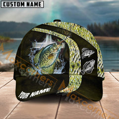 Maxcorners Crappie Fishing Skinfish Texure Pattern Multicolor Personalized Name 3D Cap