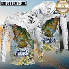 Maxcorners Crappie Fishing Golden Line Skinfish Pattern Sport Custom Name & Team Name 3D Shirts
