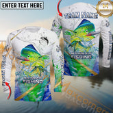 Maxcorners Mahi - Mahi Fishing Golden Line Skinfish Pattern Sport Custom Name & Team Name 3D Shirts