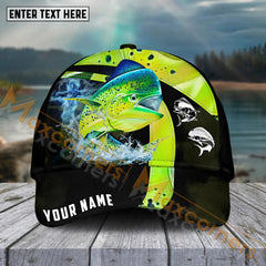 Maxcorners Mahi-Mahi Fishing Cross Water Skinfish Water Sport Pattern Personalized Name 3D Cap
