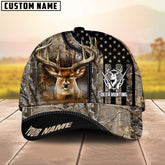 Maxcorners Deer Hunting American Flag Camo Pattern Multicolor Personalized Name 3D Cap (4 colors)