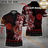 Maxcorners Darts Viking Wolf Dartboard Personalized Name, Team Name 3D Polo Shirt (4 Colors)