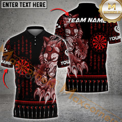 Maxcorners Darts Viking Wolf Dartboard Personalized Name, Team Name 3D Polo Shirt (4 Colors)
