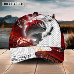 Maxcorners Catfish Fishing Red Dark Pattern Sport Pattern Personalized Name 3D Cap MT133
