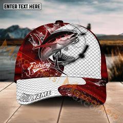 Maxcorners Tuna Fishing Red Dark Pattern Sport Pattern Personalized Name 3D Cap MT133