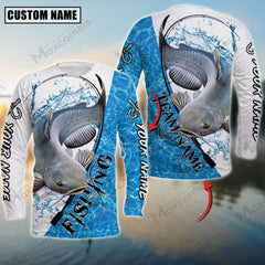 Maxcorner Catfish Fishing Pattern Water Personalized 3D Long Sleeve Shirt