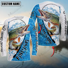 Maxcorner Pike Fishing Pattern Water Personalized 3D Long Sleeve Shirt