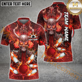 Maxcorners Bowling Skull Warrior Multicolor Options Personalized Name, Team Name 3D Shirt (4 colors)