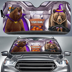 Maxcorners Bear Halloween Custom Name All Over Printed 3D Car Sun Shade