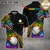 Maxcorners Golf Fire Golden Line Premium Multicolor Option Customized Name, Team Name 3D Polo Shirt (6 Colors)