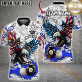 Maxcorners Billiard Ball 8 Eagle USA Flag Multicolor Option Customized Name, Team Name 3D Polo Shirt (4 Colors)