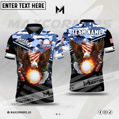 Maxcorners Golf Premium Eagle US Veteran Customized Name Multicolor Custom 3D Polo Shirt