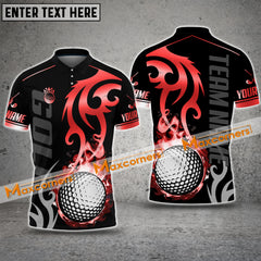 Maxcorners Customized Name Golf Fire Premium Ball Pattern Multicolor Option 3D Polo Shirt