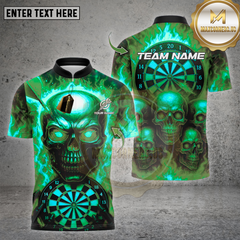 Maxcorners Darts Shirt Skull With Dartboard & Darts Design Multioptions Personalized Name, Team Name Unisex 3D Shirt (4 Colors)