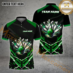 Maxcorners Thunder And Bowling Ball & Pins Personalized Name, Team Name 3D Polo Shirt (4 Colors)