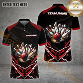 Maxcorners Thunder And Bowling Ball & Pins Personalized Name, Team Name 3D Polo Shirt (4 Colors)